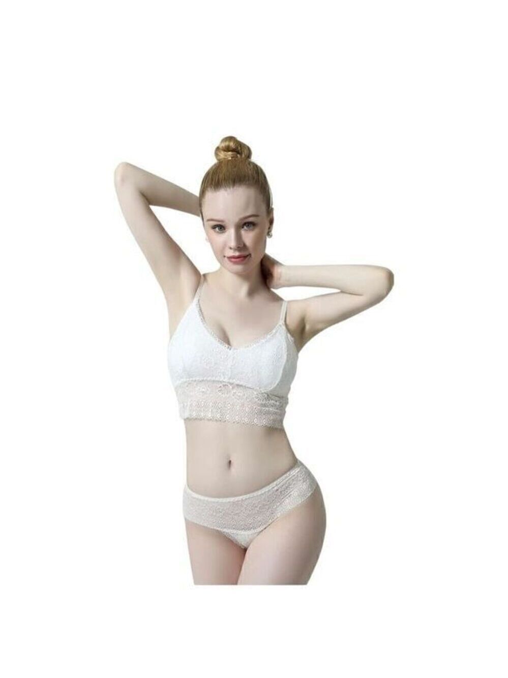 Lace Bralette Panty Set Lingerie With Removable Pads Women's XL